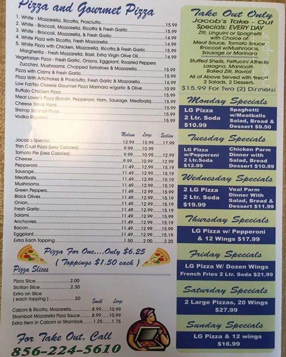 Jacobs Pizza & Italian Cuisine - Paulsboro, NJ menu_pic