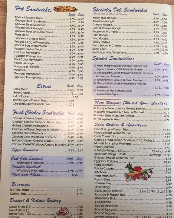 Jacobs Pizza & Italian Cuisine - Paulsboro, NJ menu_pic