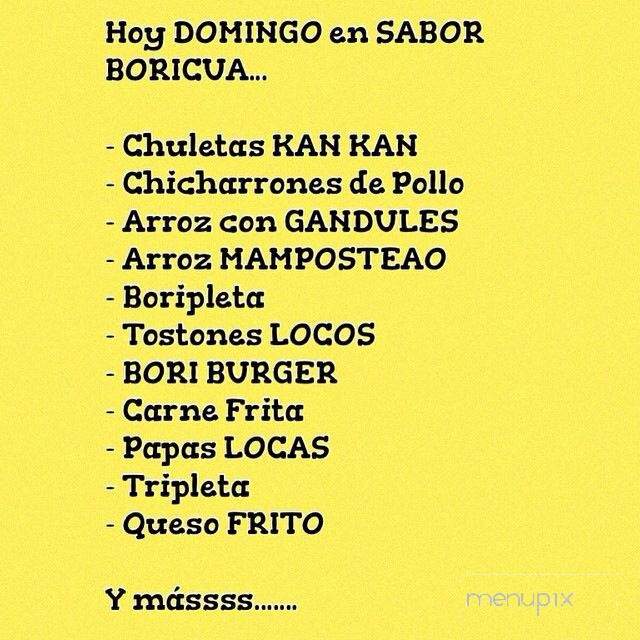 Sabor Boricua (Food Truck) - Pembroke Pines, FL menu_pic