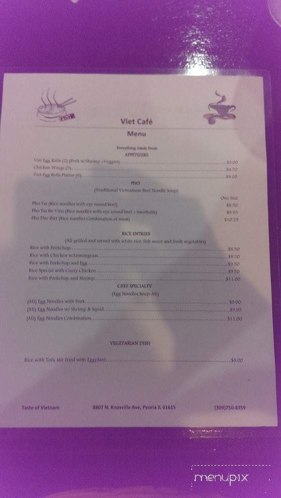 Viet Cafe - Peoria, IL menu_pic