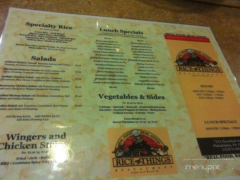 Rice & Things - Philadelphia, PA menu_pic