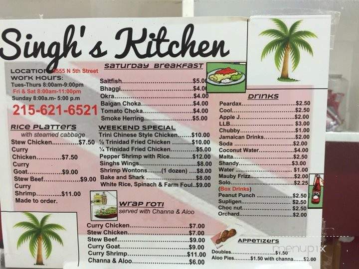 Singh's Kitchen - Philadelphia, PA menu_pic