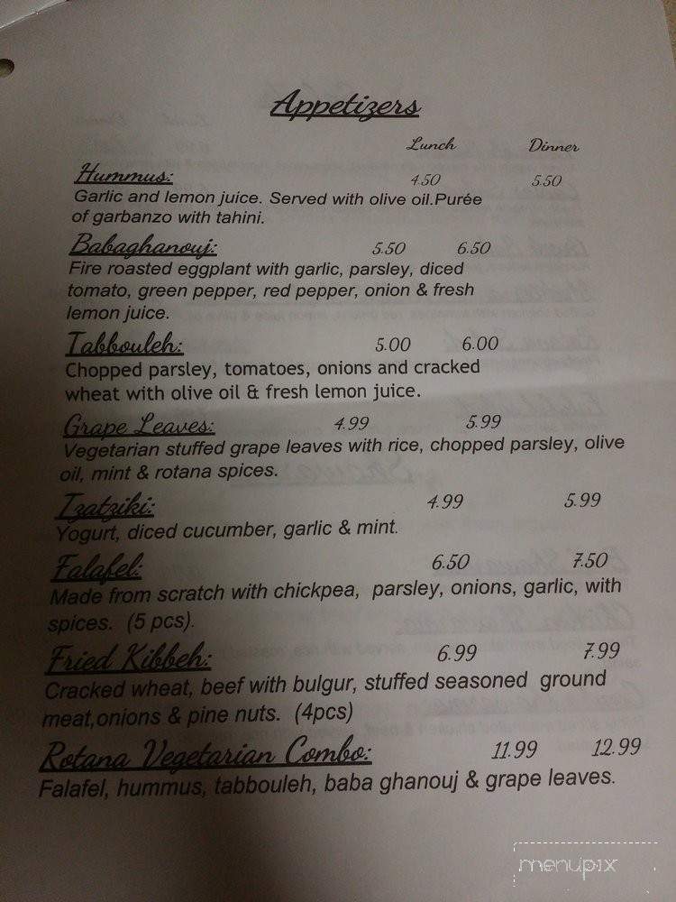 Rotana Mediterranean Restaurant - Phoenix, AZ menu_pic