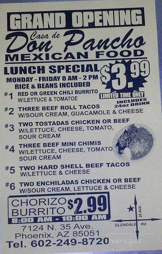 /380337838/Casa-de-Don-Pancho-Menu-Phoenix-AZ - Phoenix, AZ