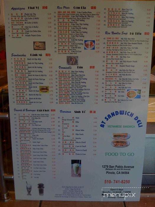 Bt Sandwich Deli - Pinole, CA menu_pic