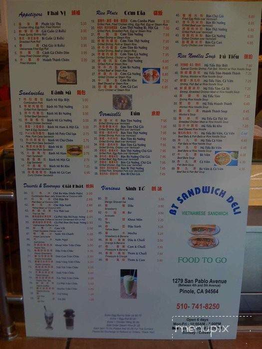 /380342907/Bt-Sandwich-Deli-Menu-Pinole-CA - Pinole, CA