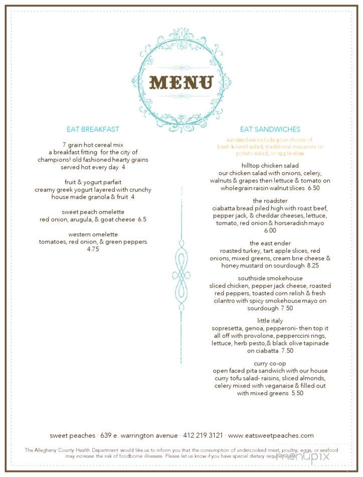 Sweet Peaches! - Pittsburgh, PA menu_pic
