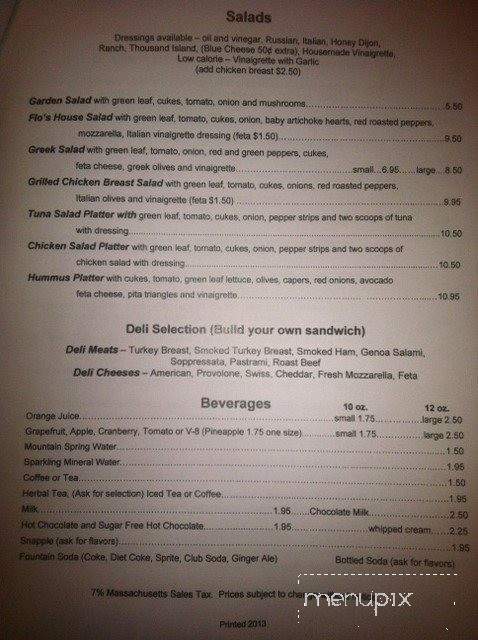 Flo's Diner - Pittsfield, MA menu_pic