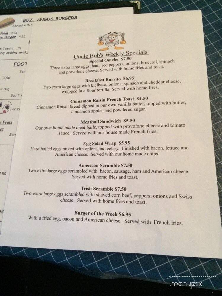 Uncle Bob's Ham & Eggers - Plainville, CT menu_pic