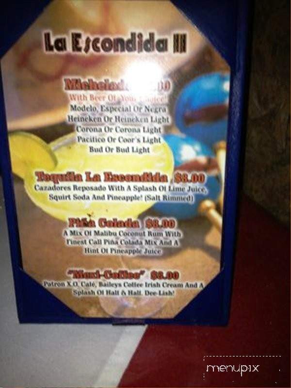 La Escondita Mexican Restaurant - Pleasantville, NJ menu_pic