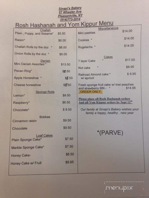 Sinapi's Italian Bakery - Pleasantville, NY menu_pic