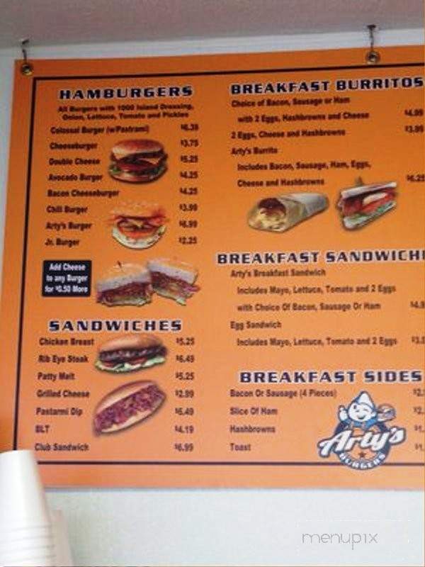 Arty's Burgers - Pomona, CA menu_pic