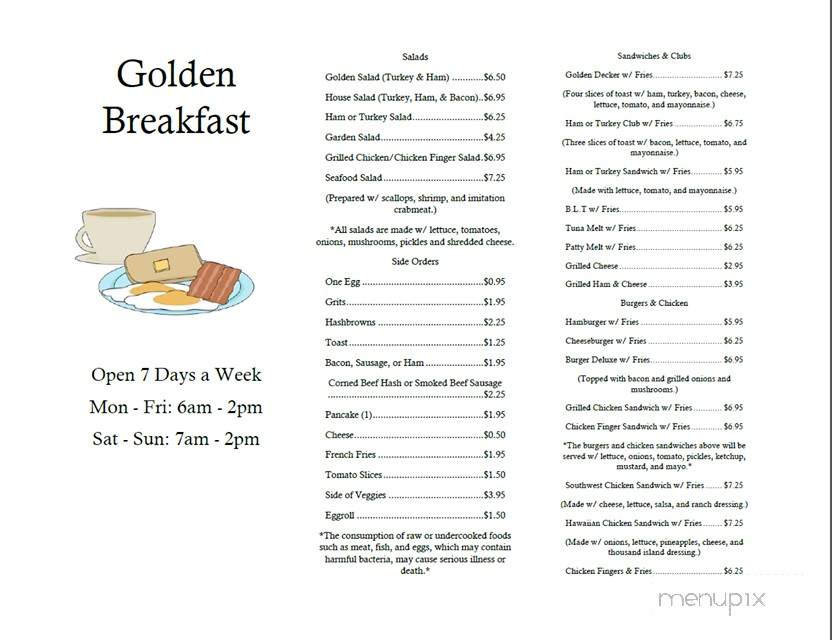 Golden Breakfast - Pooler, GA menu_pic