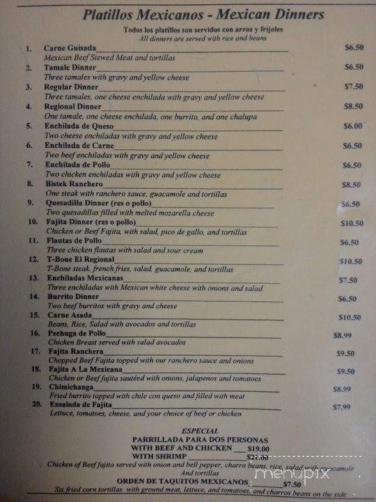 Taqueria El Regional - Port Arthur, TX menu_pic