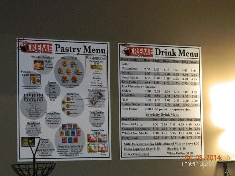Creme Cafe - Port Orchard, WA menu_pic