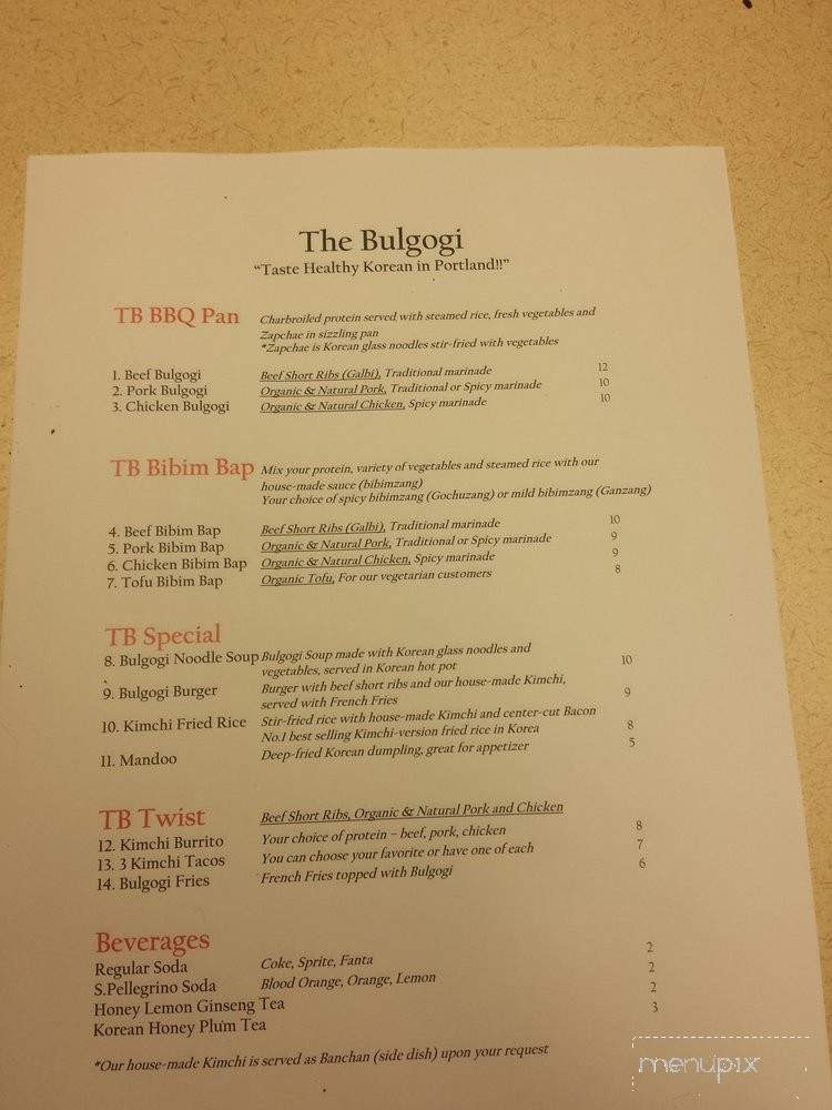 Bulgogi - Portland, OR menu_pic