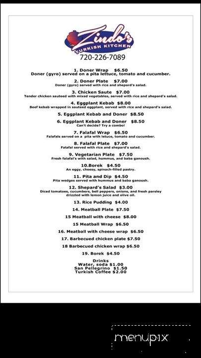Zindo's - Portland, OR menu_pic
