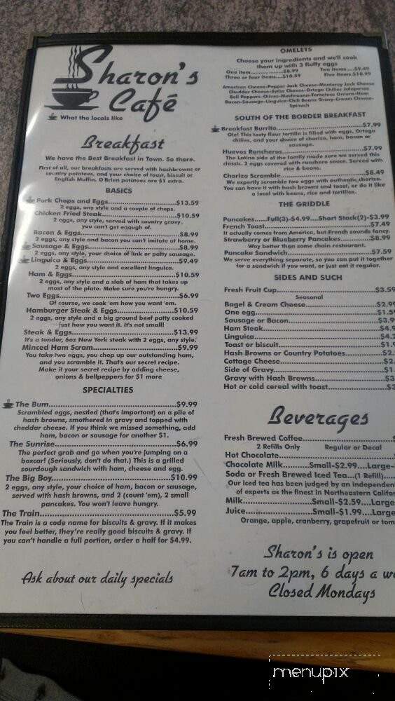 Sharon's Cafe - Portola, CA menu_pic