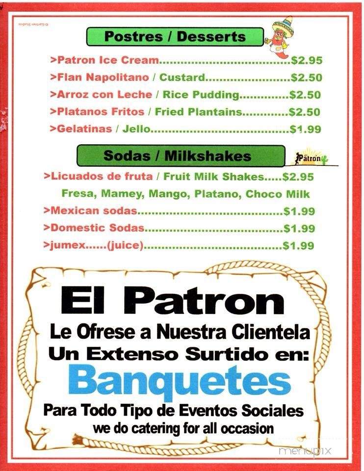 El Patron Restaurant - Poughkeepsie, NY menu_pic