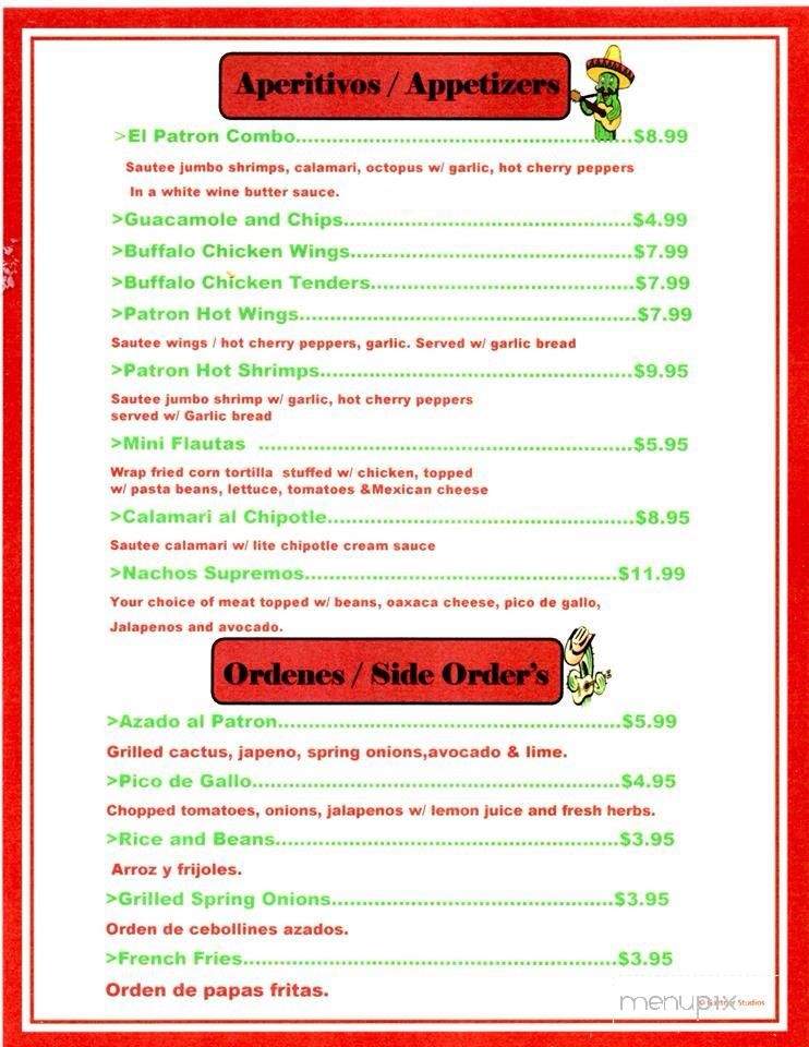 El Patron Restaurant - Poughkeepsie, NY menu_pic