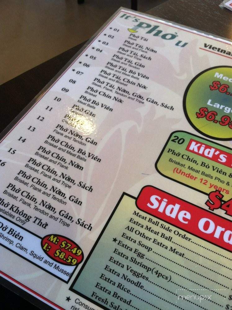 It's Pho U - Puyallup, WA menu_pic