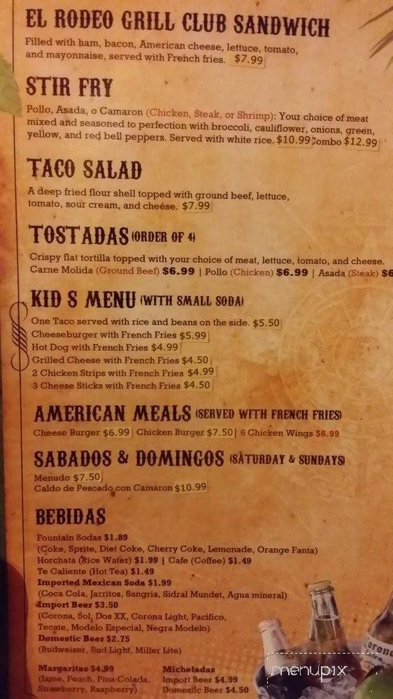 El Rodeo Mexican Grill - Racine, WI menu_pic