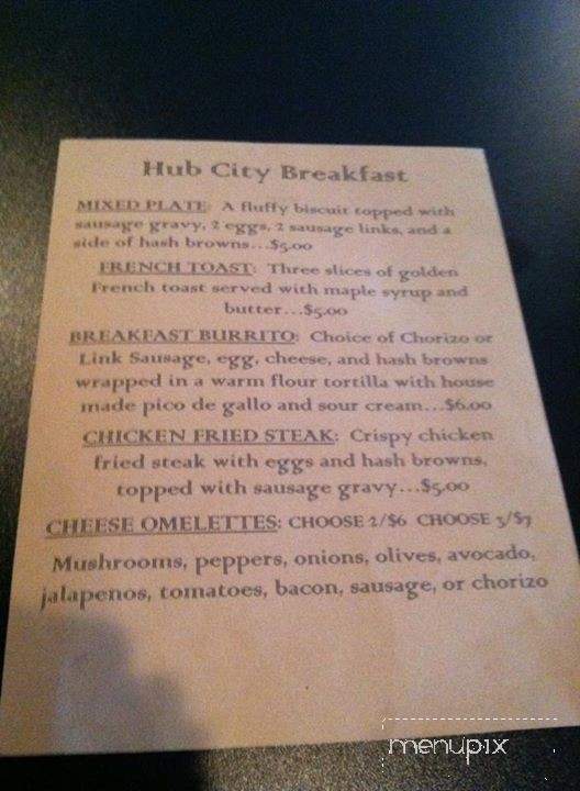 Hub City Bar & Grill - Redmond, OR menu_pic