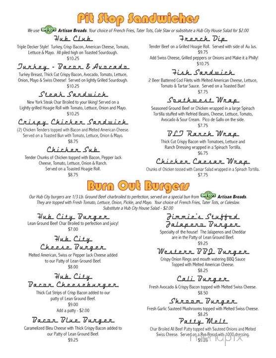 Hub City Bar & Grill - Redmond, OR menu_pic