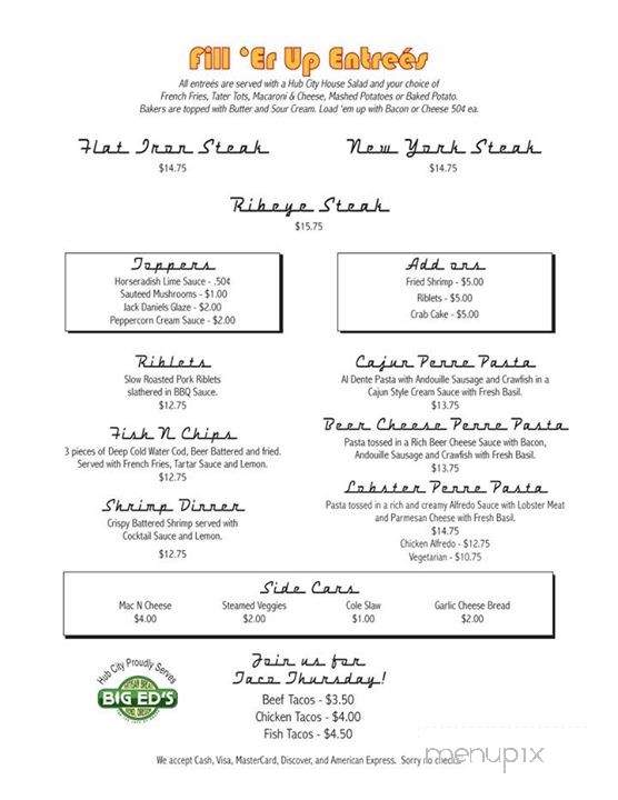 Hub City Bar & Grill - Redmond, OR menu_pic