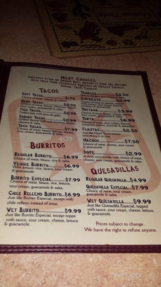 La Palapa - Redwood Valley, CA menu_pic