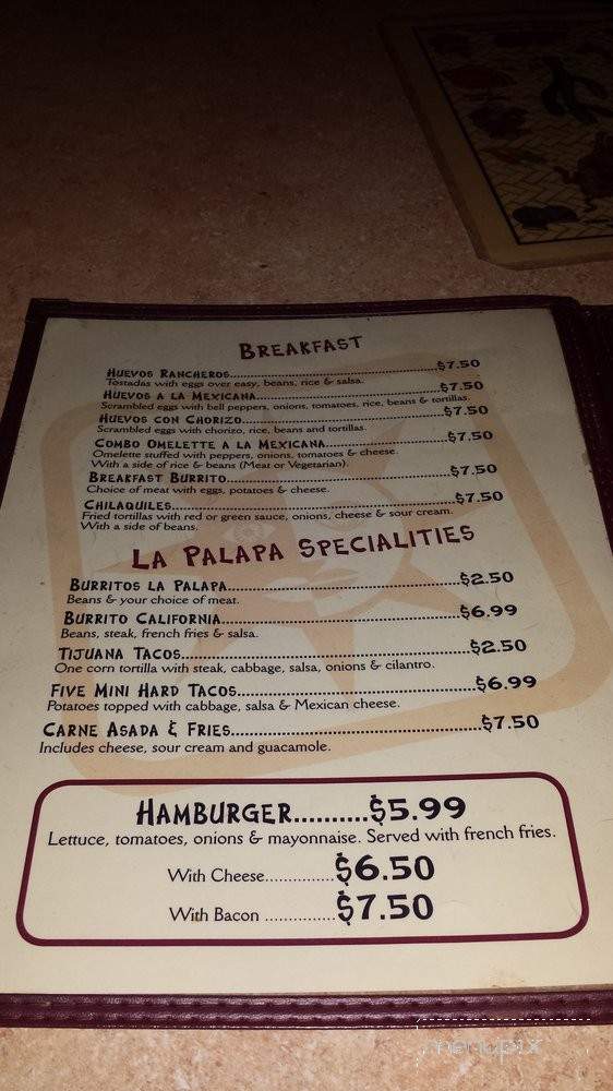 La Palapa - Redwood Valley, CA menu_pic