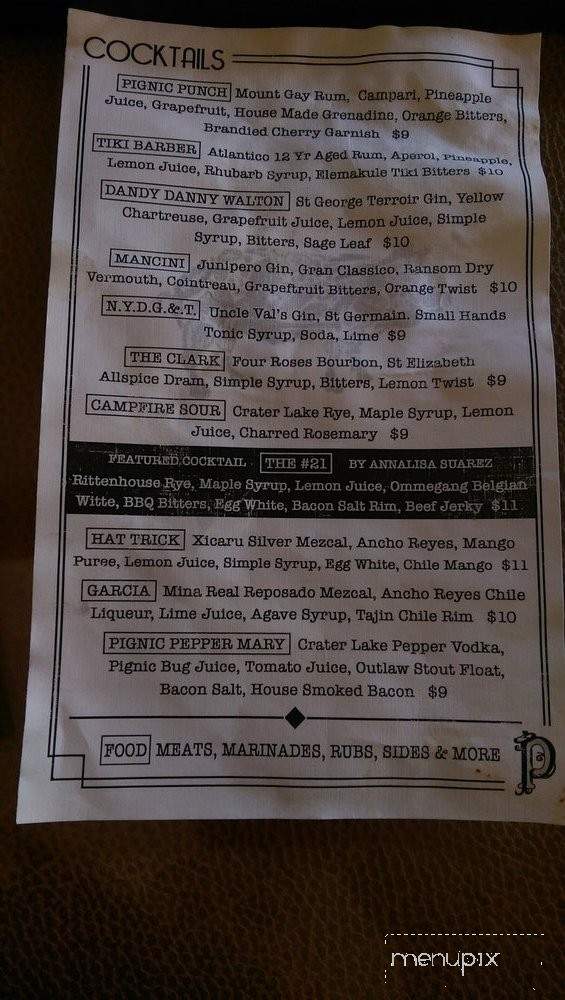 Pignic Pub and Patio - Reno, NV menu_pic