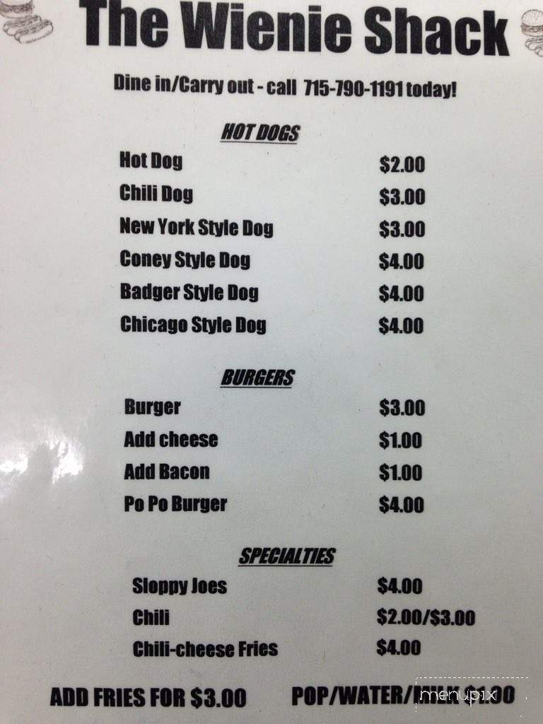 Wienie Shack - Rice Lake, WI menu_pic