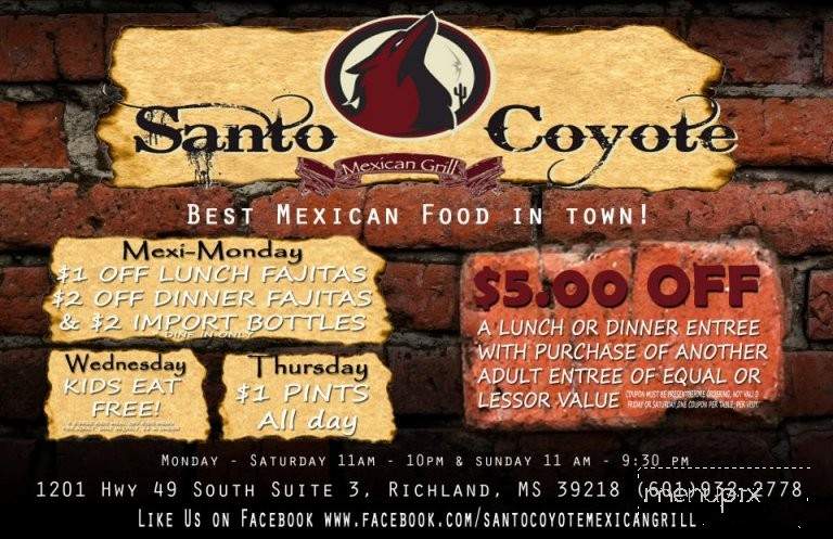 Santo Coyote Mexican Grill - Richland, MS menu_pic