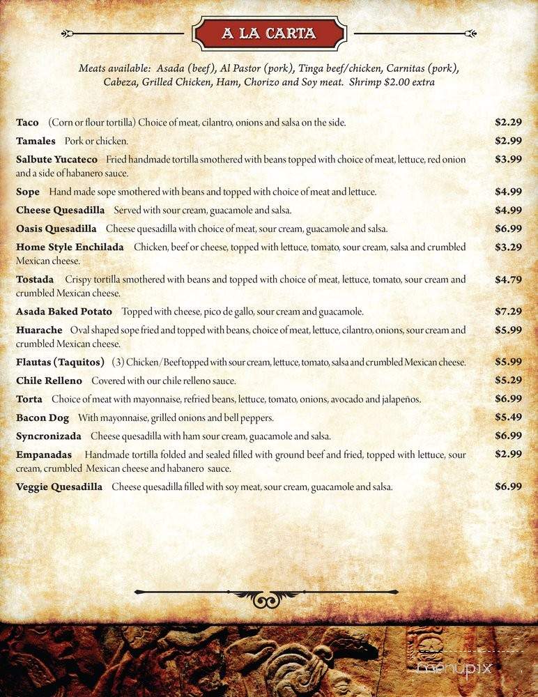 Oasis Mexican Restaurant - Ridgecrest, CA menu_pic