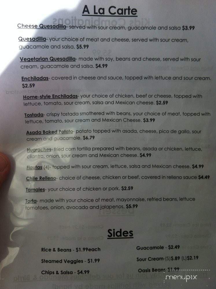 Oasis Mexican Restaurant - Ridgecrest, CA menu_pic