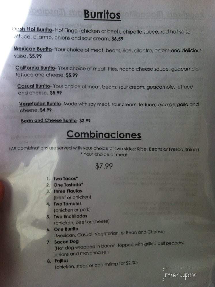 Oasis Mexican Restaurant - Ridgecrest, CA menu_pic