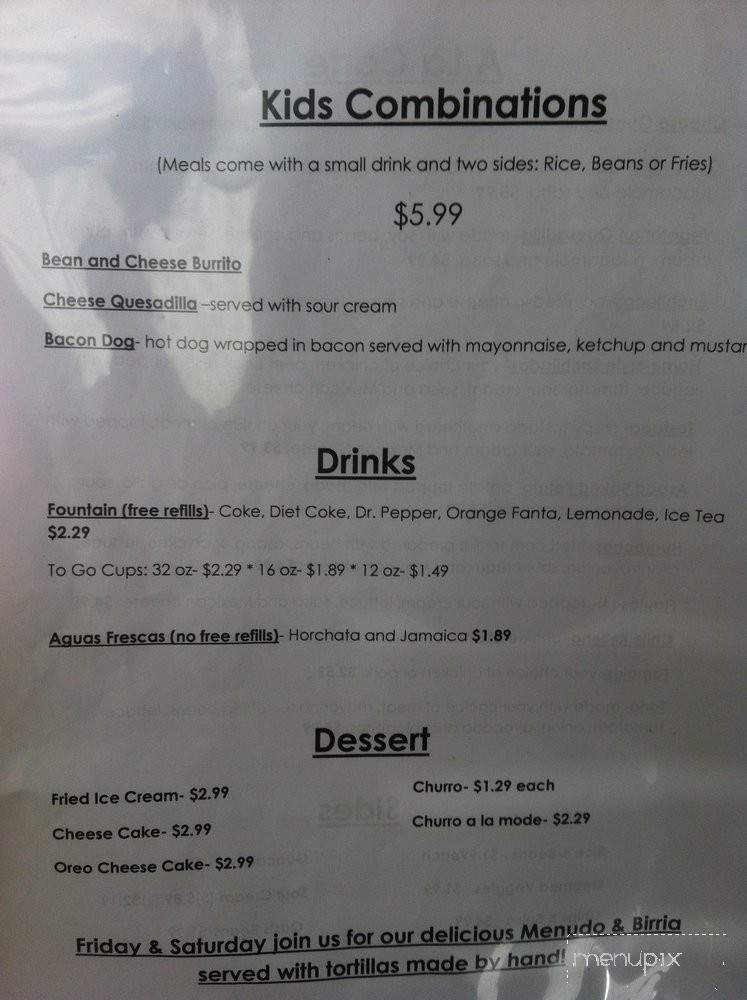 Oasis Mexican Restaurant - Ridgecrest, CA menu_pic