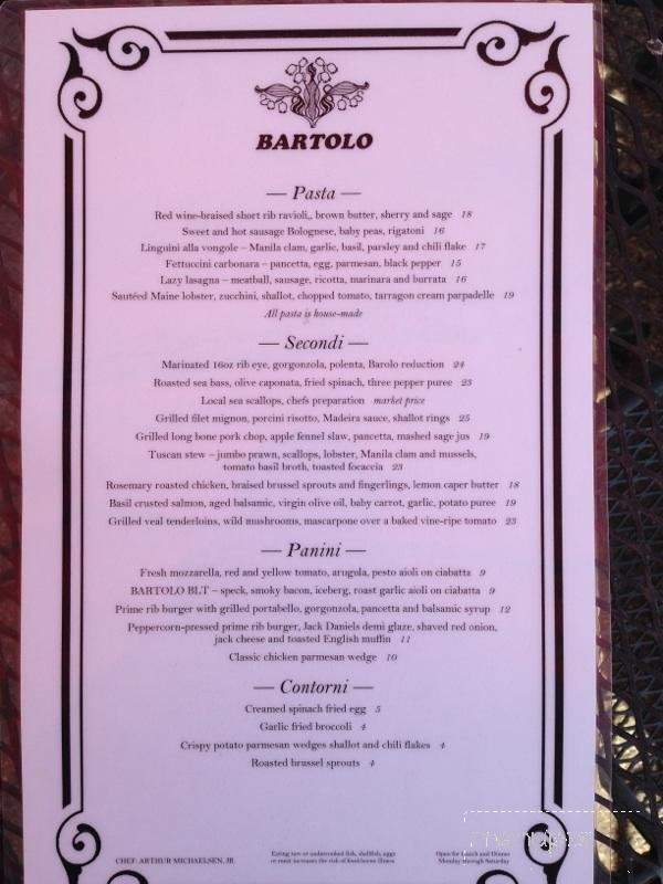 Bartolo - Ridgefield, CT menu_pic