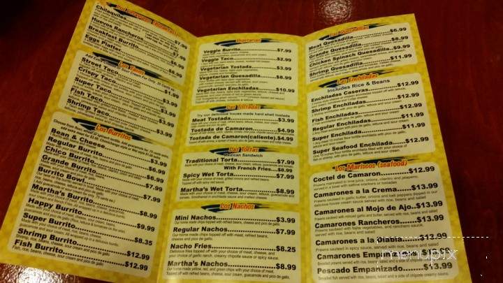 Martha's Taqueria - Sacramento, CA menu_pic