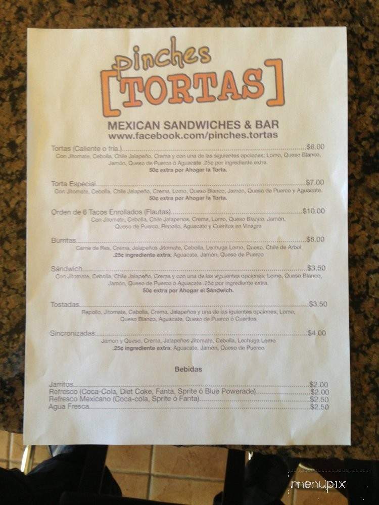 Pinches Tortas - Sacramento, CA menu_pic
