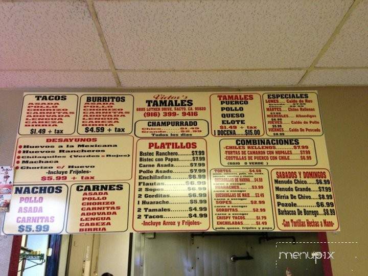 Victor's Tamales - Sacramento, CA menu_pic