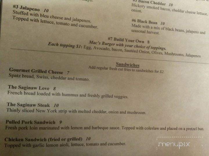 Mac's - Saginaw, MI menu_pic