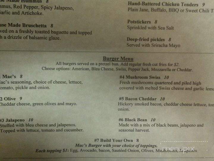 Mac's - Saginaw, MI menu_pic