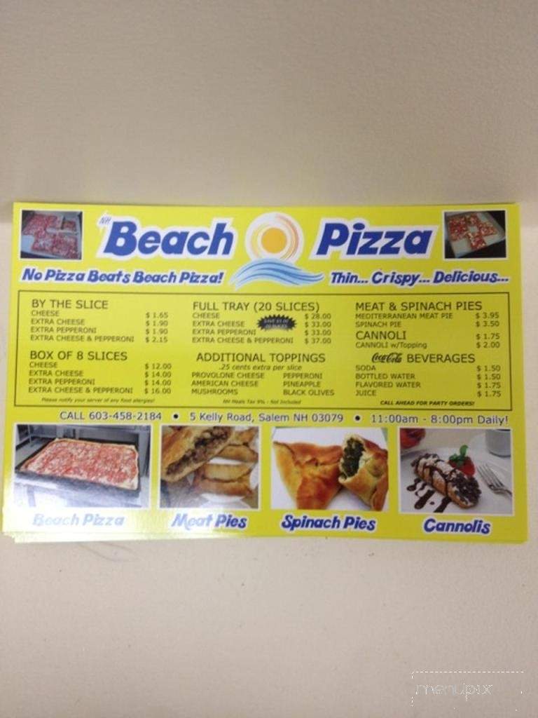 Menu of Nh Beach Pizza in Salem, NH 03079
