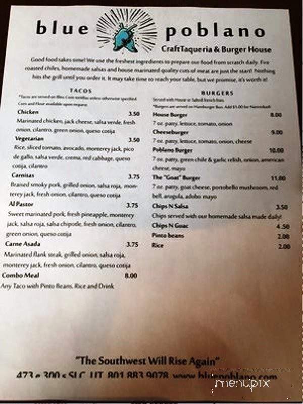 Blue Poblano - Salt Lake City, UT menu_pic