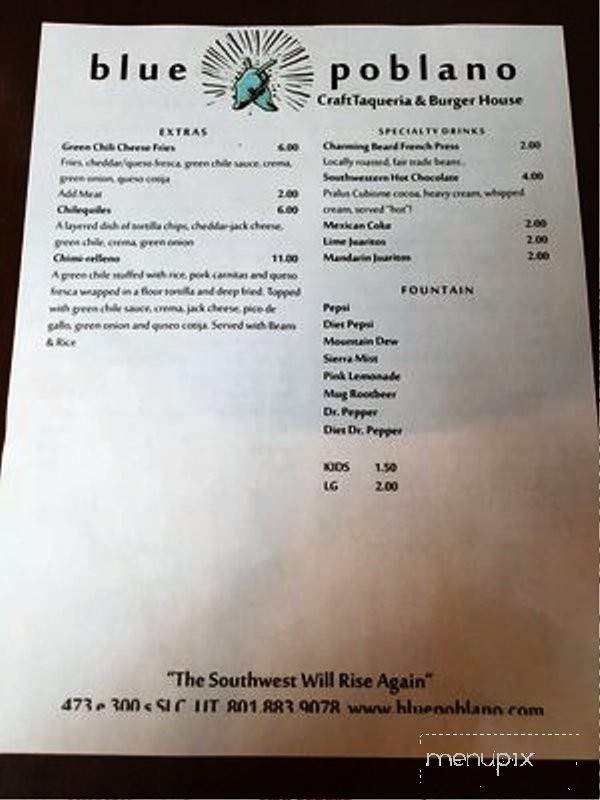 Blue Poblano - Salt Lake City, UT menu_pic