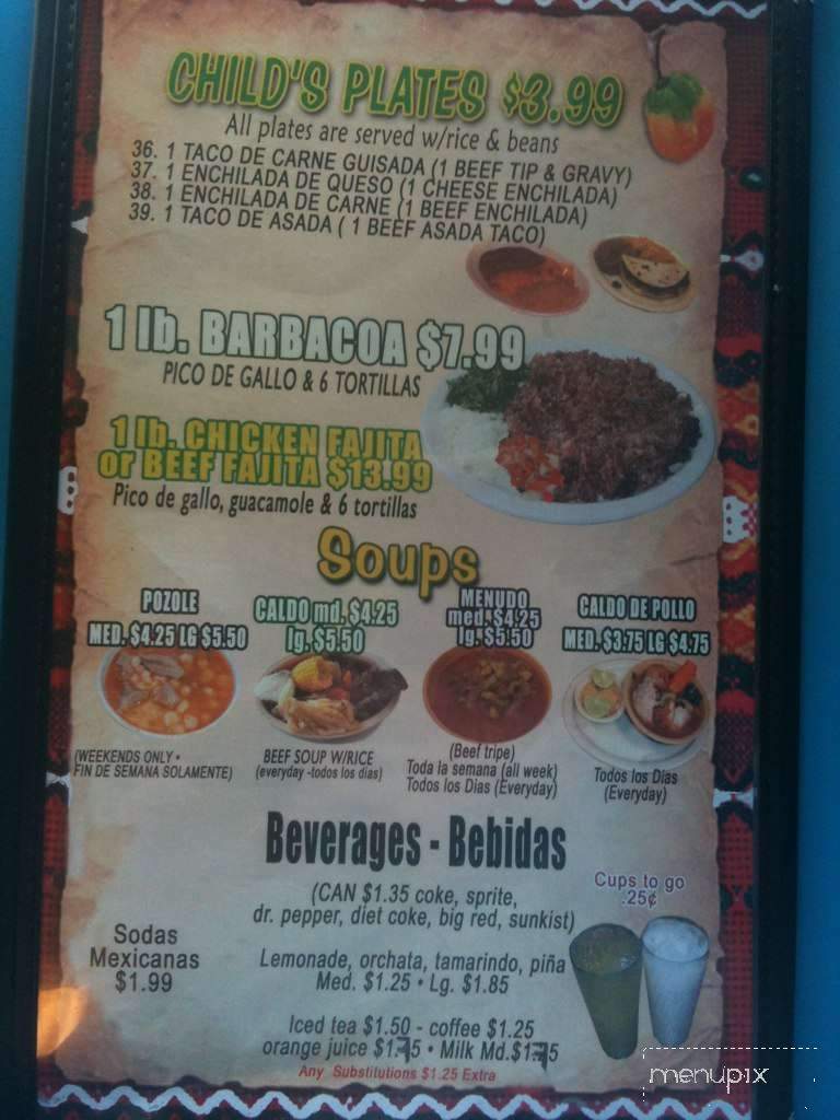 Taqueria El Rodeo - San Antonio, TX menu_pic