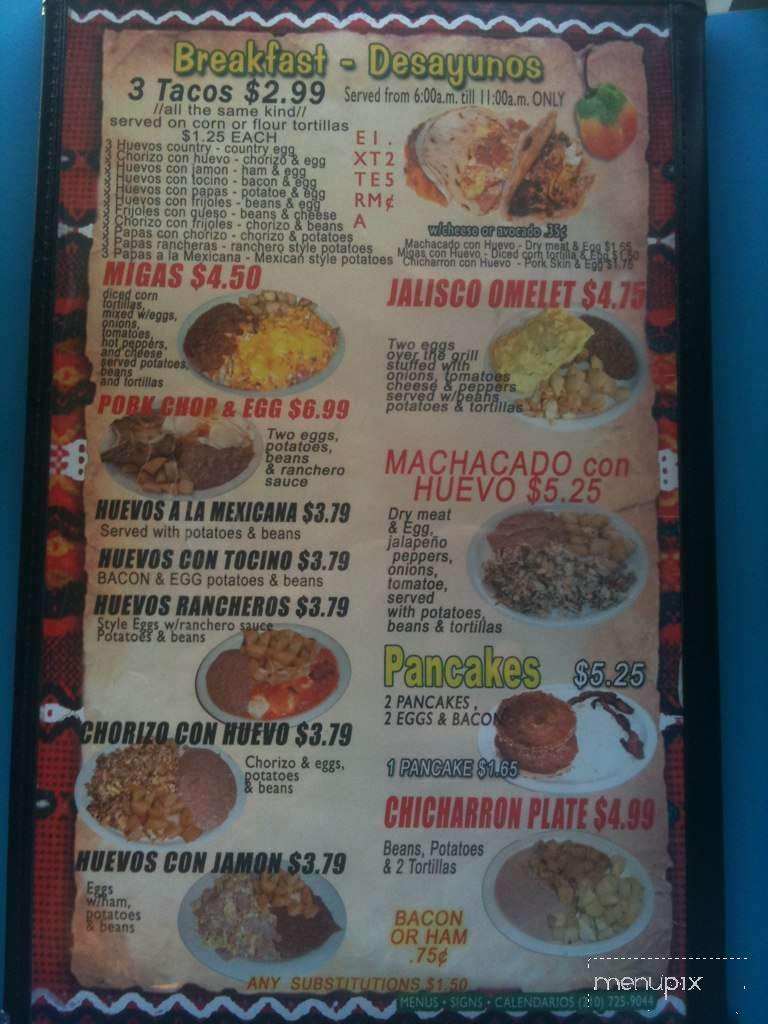 Taqueria El Rodeo - San Antonio, TX menu_pic