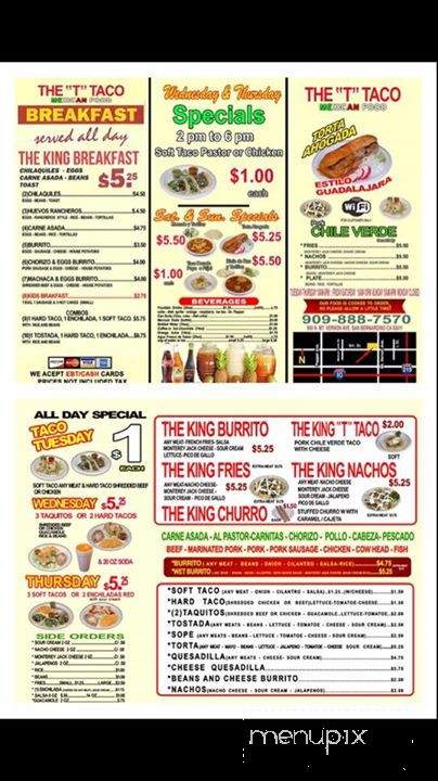 T Taco Mexican Food - San Bernardino, CA menu_pic